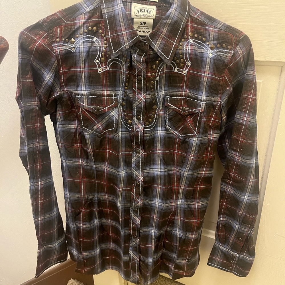Ariat Fitted Multicolor Plaid Studded Shirt